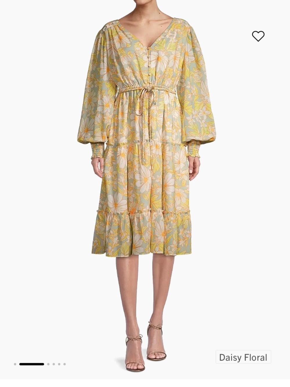 Rachel Parcell Pastel Yellow Floral Tie-Waist Midi Dress - Picture 7 of 8